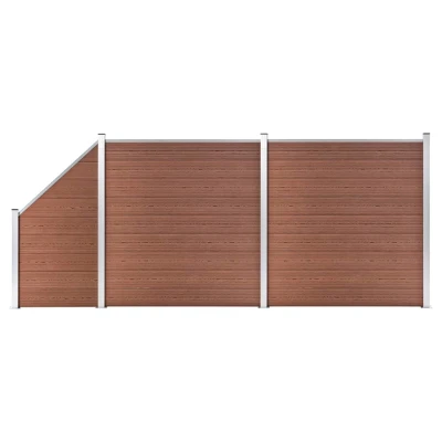 Afbeelding van Schuttingset 2 vierkant en 1 schuin 446x186 cm HKC bruin