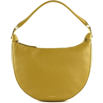 Afbeelding van COCCINELLE Leren Schoudertas Sunnie Handbag Grained Leather Citronella Mosterdgeel