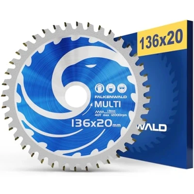 Afbeelding van FALKENWALD® Cirkelzaagblad van 136 x 20 mm, ideaal voor hout, metaal en aluminium, handcirkelzaagblad compatibel met invalzaag cirkelzaag Bosch Makita, universeel zaagblad hoogwaardig