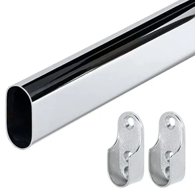 Afbeelding van Gedotec metalen garderoberobekast OVAL zijwandmontage 1200 mm kastbuis staal verchroomd meubelbuis 30 x 15 1 stuk Garderobekast met garderobekastdrager