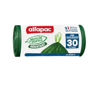 Afbeelding van Alfapac Végétal Origin CXV03020 Bin Liner met glijdende handgrepen 30 L 2 verpakkingen van 20