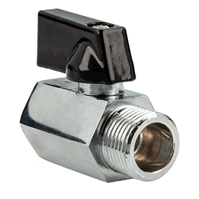 Afbeelding van tecuro MINI kogelkraan binnendraad Rp 1/4 inch x buitendraad G inch, verchroomd messing