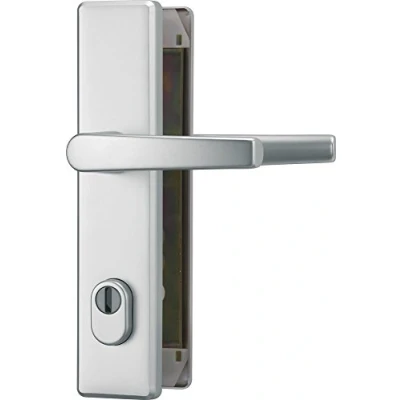 Afbeelding van ABUS Deur veiligheidsbeslag HLZS814 F1 aluminium met cilinderbescherming en dubbelzijdige drukknop vierkant 20736