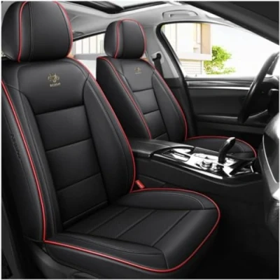 Afbeelding van HOBIVA Stoelhoezen Auto Autostoelhoezen Universele Set voor Citroën C3/C3/C3 Picasso / AirCross/C3 Pluriel Autoaccessoires, Zwarte Rode Lijnen