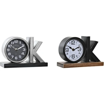 Afbeelding van Bordsklocka DKD Home Decor 23 x 8 15 cm Zilverkleurig Zwart Ijzer (2 Stuks)
