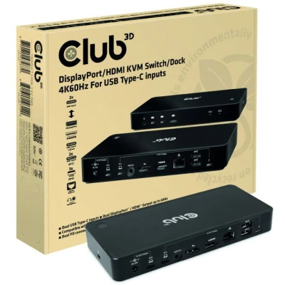 Afbeelding van CLUB3D DisplayPort/HDMI KVM Switch/Dock 4K60Hz For USB Type C inputs