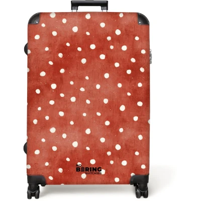 Afbeelding van NoBoringSuitcases.com® Koffer groot Reiskoffer lichtgewicht Stippen patroon rood Rolkoffer met 4 wielen Grote trolley XL 98 liter bagage