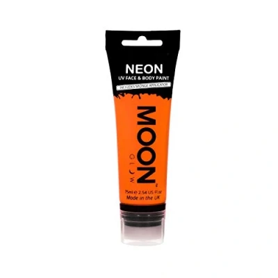 Afbeelding van Moon Glow Supersize Neon UV Gezichts en lichaamsverf met sponsapplicator, donkeroranje, 75 ml
