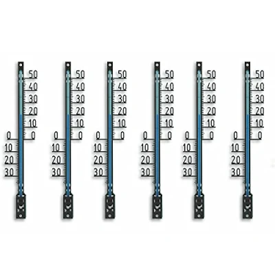 Afbeelding van TFA Dostmann set van analoge thermometers, 95.1030, bestaande uit 6 x 12.6001.01.90, voor het controleren de temperatuur binnen en buiten, weerbestendig, zwart, (L) 34 (B) 15 (H) 160 mm