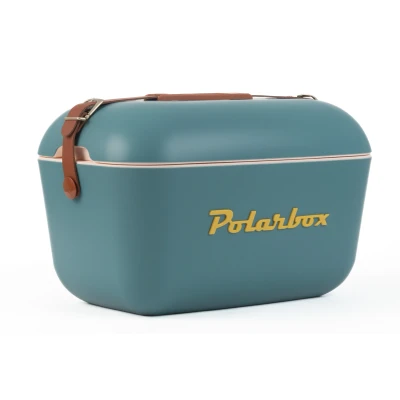 Afbeelding van Polarbox 20L klassieke koelbox met lederen band, blauw en marineros Stijve thermisch geïsoleerde ijsbox voor strand, picknick feest Converteerbaar deksel polypropyleen isolatie