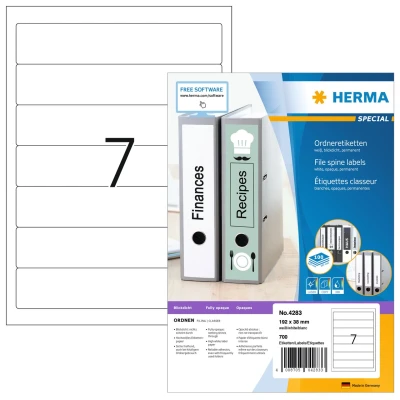 Afbeelding van HERMA Ordneretiketten wit 192x38 A4 700 st.