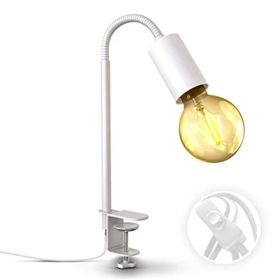 Afbeelding van B.K.Licht Klemlampen met E27 fitting LED wit draaibar aan/uit schakelaar netstroom bureaulamp tafellamp excl. lichtbron