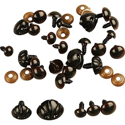 Afbeelding van Creativ 100263 Teddybeerogen en neus, diameter 10 15 mm, 12 stuks in verschillende maten, zwart