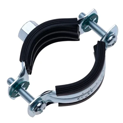 Afbeelding van 10 14 mm Pijpklem met zwarte rubberen voering, Tweedelige buisklem M8 binnendraad wandmontage, Pijpsteun, gespleten ringhanger verstelbare (4 stuk)