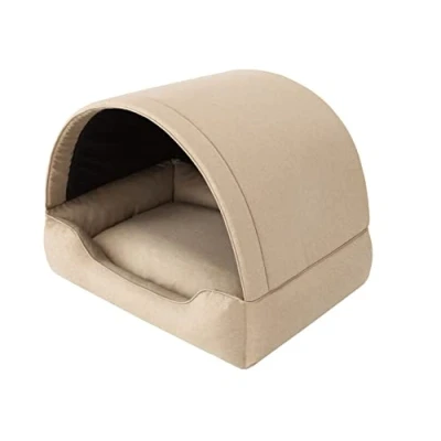 Afbeelding van Doggy Hondenmand, hondenbed, kattenbed, hondenhok, huisdierenbed, hondensofa, mand, hondenkussen, slaapplaats, beige, 60 x 47 cm
