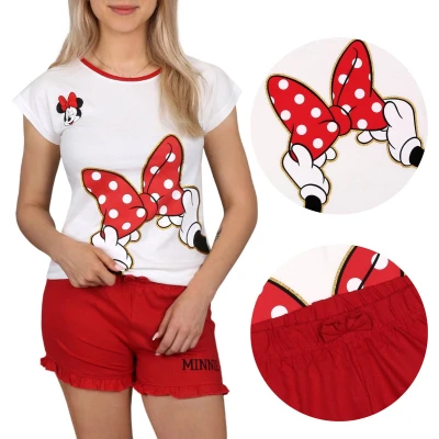 Afbeelding van Minnie Mouse Disney Crème en rode pyjama met korte mouwen, zomerpyjama / 134