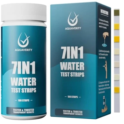 Afbeelding van spa teststrips, 100 teststrips voor zwembad, en totale alkaliteit, hardheid, vrij chloor, broom, pH, cyanuurzuur totaal testset