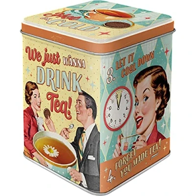 Afbeelding van Nostalgic Art 31314 Retro theedoos Tea &amp; Cookies Together nostalgisch cadeau idee, opslag voor losse thee en theezakjes, vintage design, 100 g