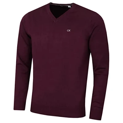 Afbeelding van Calvin Klein Heren trui met V hals Franse Bourgogne M