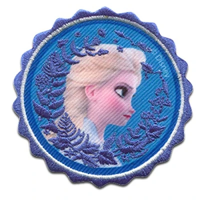 Afbeelding van Lapjes Appliqués Bevroren Frozen ijskoning Elsa hoofd overdrukplaatjes opzetstukken Applicaties opnaaien opstrijken Lap Patches, Maat: 6,5 x cm