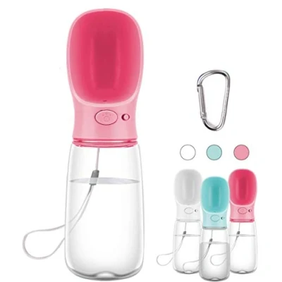 Afbeelding van Draagbare drinkfles voor honden met waterdispenser huisdieren, antibacterieel, levensmiddelen, het testen van honden, reizen, drinken drinkflessen, buiten, (550 milliliter, roze)