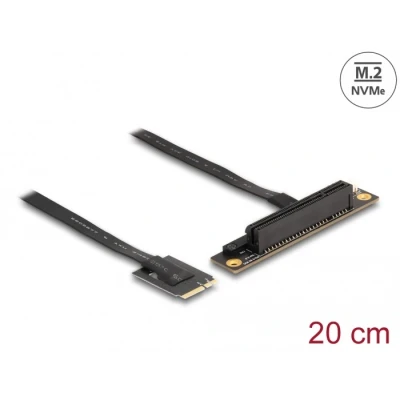 Afbeelding van Delock M.2 Key A+E zu PCIe x8 NVMe Adapter gewinkelt mit 20 cm Kabel