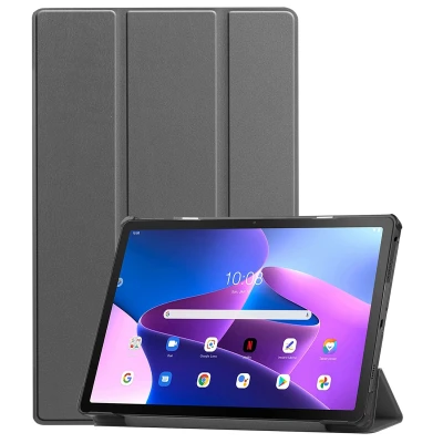 Afbeelding van Lenovo Tab M10 Plus (3rd gen) Hoes: iMoshion Trifold Bookcase Grijs Kunstleder Tablet Hoezen