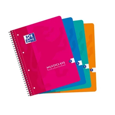 Afbeelding van Oxford Multiclass Klassiek notitieboek, spiraalbinding, A4+, 180 pagina&#039;s, grote ruiten, willekeurige kleuren