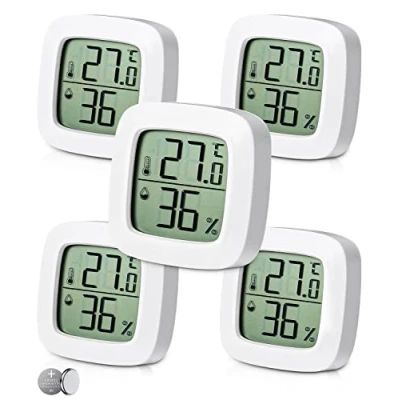 Afbeelding van Jissta 5 stuks binnenthermometer, luchtvochtigheidsmeter, monitor met temperatuurmeter sensor, mini digitale temperatuurmeter, vochtmeter voor broeikas thuis
