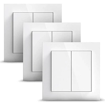 Afbeelding van GIRA + Senic Friends of Hue Smart Switch Compatibel met Philips (Geen batterijen, niet opladen) Draadloze Homekit Lichtschakelaar en Dimmer Made in Germany 3x Wit Gloss