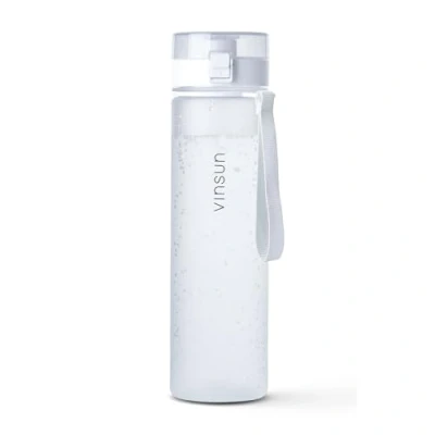 Afbeelding van VINSUN Drinkfles 1L Wit Lekvrij, Koolzuurhoudend, BPA Vrij, Tritan, Bediening met één Hand Lichtgewicht Waterfles voor Sport, School, Universiteit, Fiets