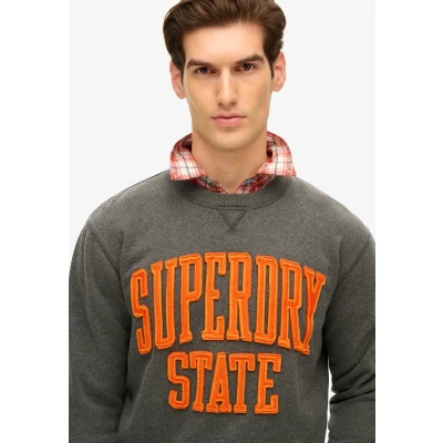 Afbeelding van Superdry Vintage Athletic CREW Sweater, Heren, Maat: Large, Charcoal marl
