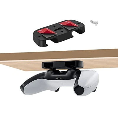 Afbeelding van Tolesum Standaard voor PS5 controller, ondertafelhouder PS5, horizontale tafelhouder met plakband PS4, tafelopslag onder bureauhouder PS4/PS5 controller accessoires