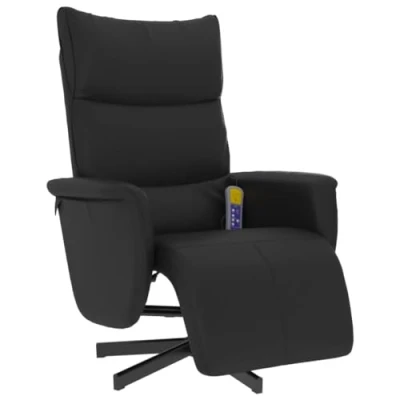 Afbeelding van vidaXL Massagestoel verstelbaar met voetensteun kunstleer zwart, massage fauteuil, relaxfauteuil, fauteuil stoel, relaxstoel, slaapfauteuil