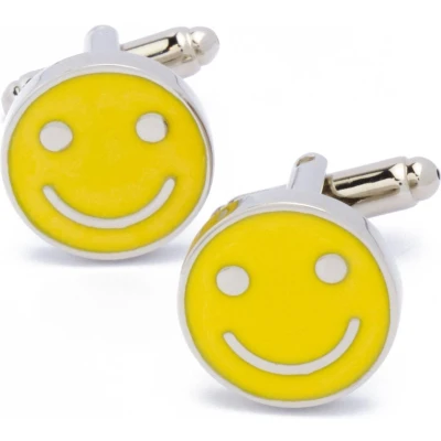 Afbeelding van Manchetknopen Smiley Geel Rond