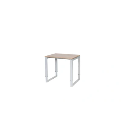 Afbeelding van Domino Plus bureau, hoogte instelbaar (62 85cm) met 80x60cm &#039;zwevend&#039; havana/ kersen licht 25mm blad en aluminium (RAL9006) O poot frame