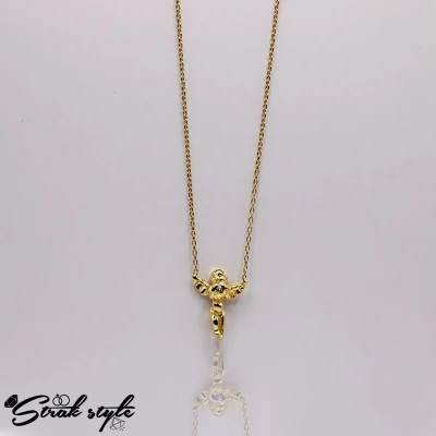 Afbeelding van 925 Sterling Zilveren Ketting met Gouden Plating en Engel Hanger Elegant Sieraad voor Dames Perfect Cadeau