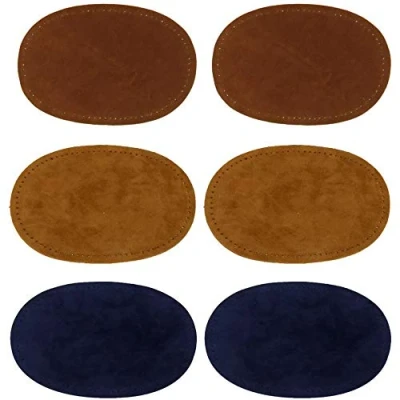 Afbeelding van POFET 3 Pairs Naaien Suède Ovale Elleboog Knie Patches Voor Trui Reparatie Ambachten Bruin T