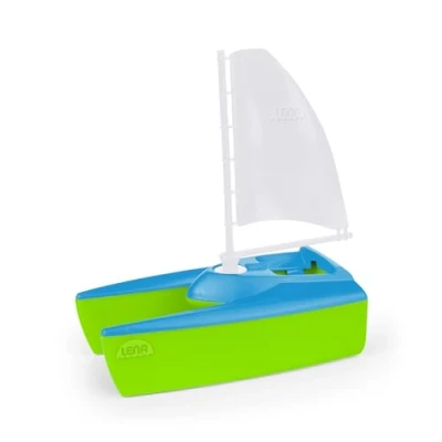 Afbeelding van Lena 04715 Boaties Zeilboot in catamaran stijl ca. 17 cm, met insteekbaar zeil, geschikt voor badkuip, binnen en buiten, kinderen vanaf 2 jaar