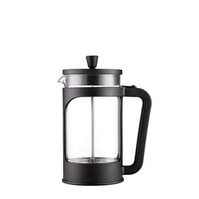 Afbeelding van Vier Frans koffiezetapparaat/theepot, 1 liter, hittebestendig borosilicaatglas, filter van roestvrij staal en zwart deksel