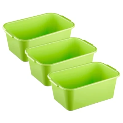 Afbeelding van MiraHome Huishoudelijke kuip set van 3 9l 35x24x14,5 cm groen