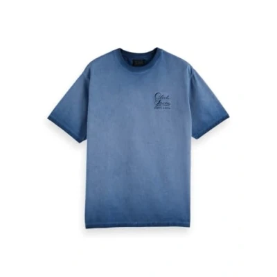 Afbeelding van Scotch &amp; Soda Inside OUT COLD DYE Tshirt print, Heren, Maat: Small, Atlantic blue