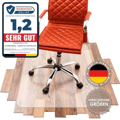 Afbeelding van SCHMIEDWERK bureaustoel, onderlegger, verschillende maten, vloerbeschermingsmat voor antislip, in transparant melkwit, Made Germany, 80 x 120 cm