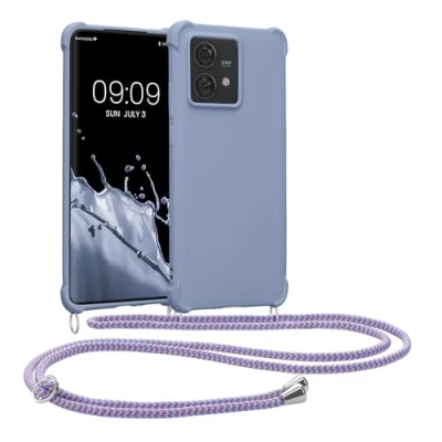 Afbeelding van kwmobile telefoonhoesjegeschikt voor Motorola Edge 40 Neo Hoesje van siliconen met telefoonkoord In lavendel