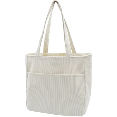 Afbeelding van Boraboi® Dames Corduroy Shopper Tas met Grote Capaciteit en Meerdere Vakken voor Dagelijks Gebruik