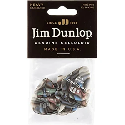 Afbeelding van Dunlop 483P14HV Celluloid Shell Pick Abalone Heavy plectrum set 12 stuks