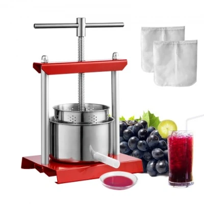 Afbeelding van VEVOR 6 L Fruitpers Appelpers met T greep, Bessenpers 18 x 15 cm Handmatige Sapcentrifuge Mechanische Roestvrijstalen Pers Geschikt voor Sap Fruit Puree etc.