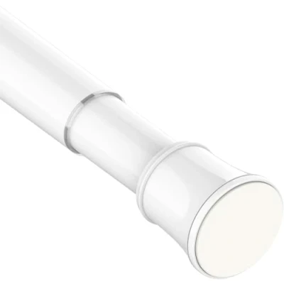 Afbeelding van 1 Exemplaar uitschuifbare gordijnroede, telescopische roede met spanner, boren niet nodig, verstelbare gordijnroede voor kledingkast, douche, slaapkamer, deuropening (110 200 cm, wit)