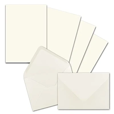 Afbeelding van 25 x briefpapiersets DIN A5 met C6 enveloppen natuurlijk wit nat lijmen (wit) mat schrijfpapier FarbenFroh by GUSTAV NEUSER