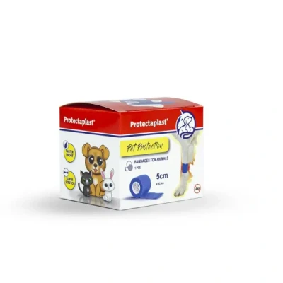 Afbeelding van Protectaplast zelfklevend blauw verband voor huisdieren (5 cm x 4,5 m), zonder latex en lijm honden, katten, paarden, honden kattenverbandmateriaal, wonden gewrichten
